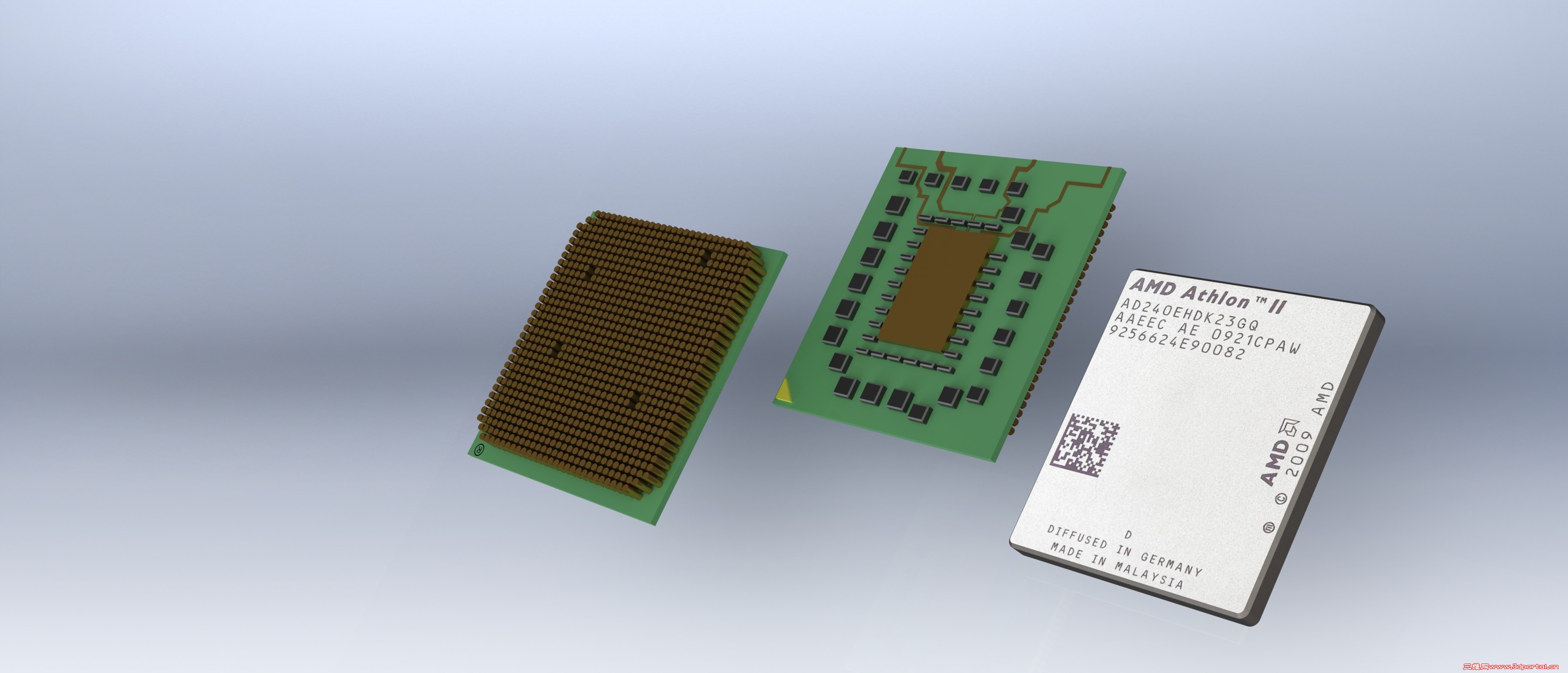 Athlon II microprocessor\\'s substrate & lid.JPG