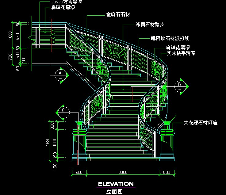 楼梯图纸-『图纸资料及二维练习』-三维网 - powered